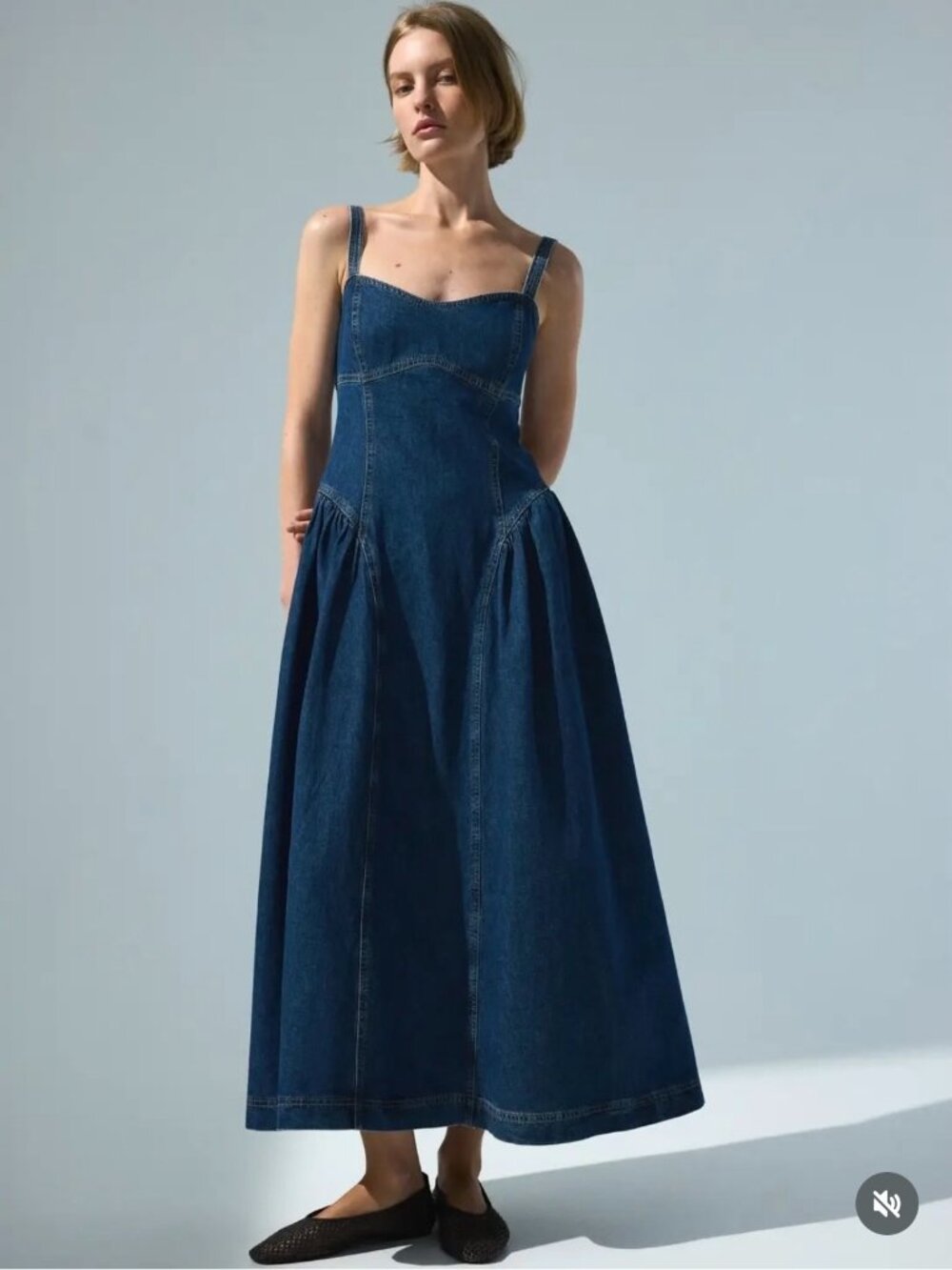 H&M Flared-Skirt Denim Dress, NWT - M/L
